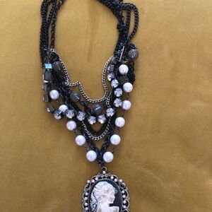 Elegant Black and Silver Cameo Necklace
